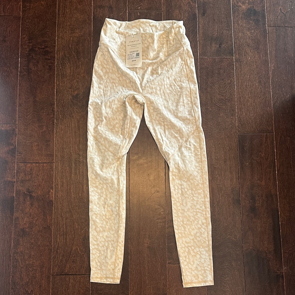 Fabletics Cream Leopard-Print Kids Leggings